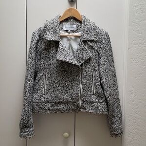 Cupcakes & Cashmere Black and White Teddy Jacket with Notched Lapel